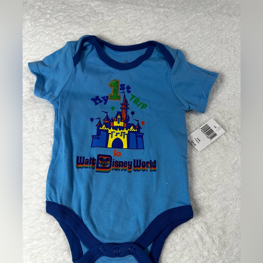 Disney “My First Trip to Walt Disney World” Blue Onesie Size 3-6 months